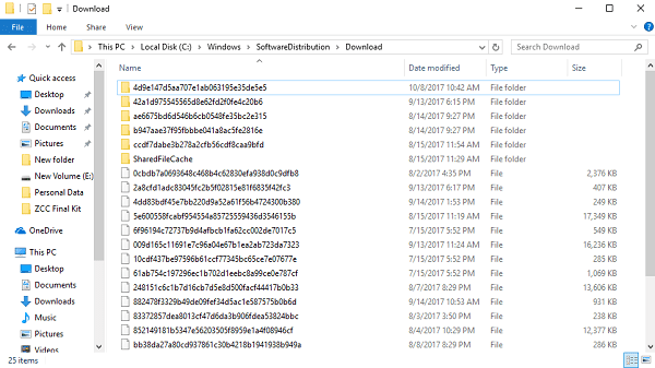 default windows 10 update file location