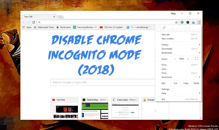 How to turn off chrome incognito