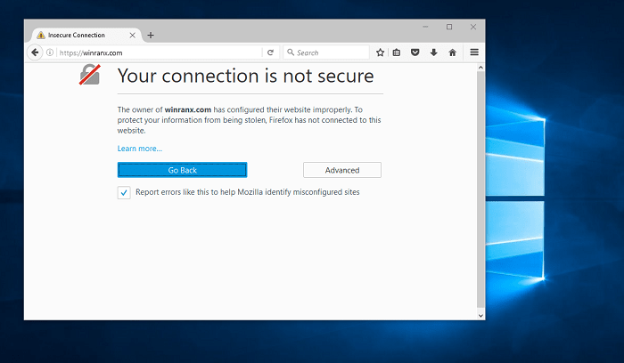 firefox your connection is not secure every website