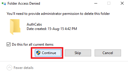 folder access denied error in windows 10