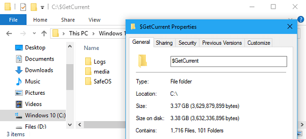 getcurrent folder in windows 10