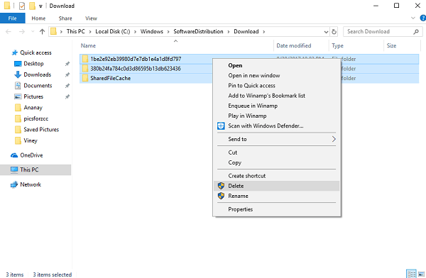 software distribution download folder in windows 10