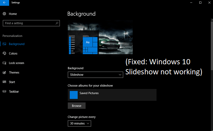 windows 10 wallpaper slideshow not working