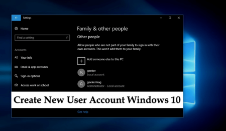 Create New User Account in Windows 10