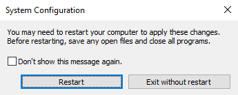 restart system configuration