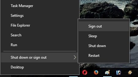 signout from windows 10 account