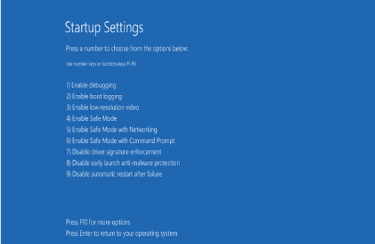 enable safe mode using Advanced Startup Options