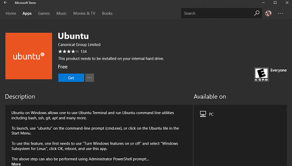 download ubuntu on windows 10 from microsoft store