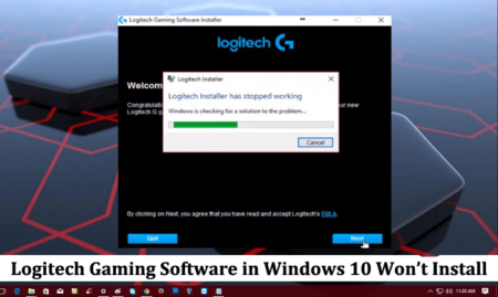 logitech gaming software in windows 10 won't install