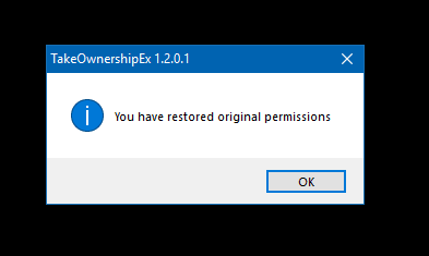 restored original permissions in windows 10