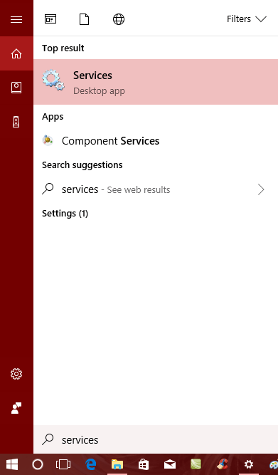 open services app windows 10