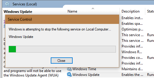 stop windows update service