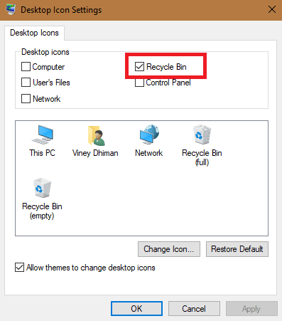 How You can Remove or Hide Recycle Bin from Desktop in Windows 10 - 49