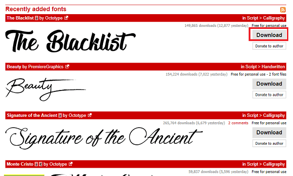 download font - The Blacklist