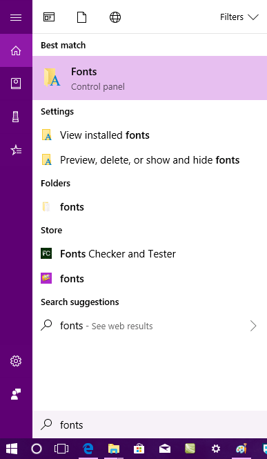 windows 10 control panel fonts