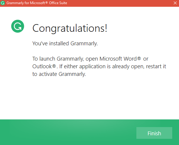 grammarly installation complete