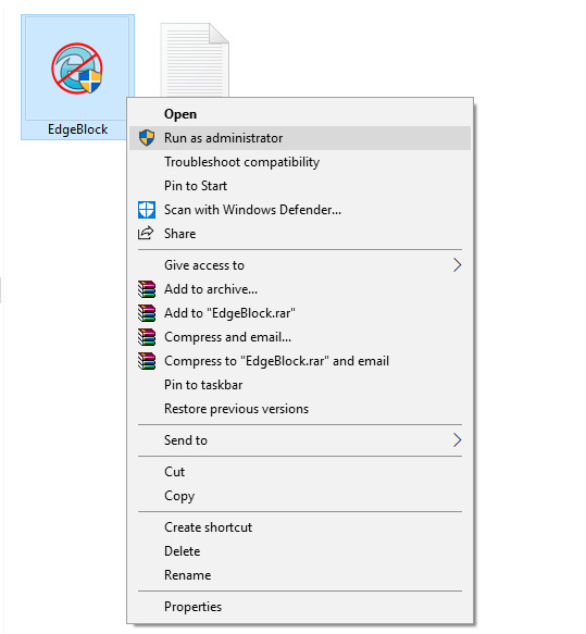 edge block - run as administrator