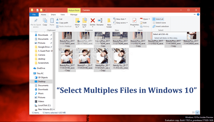 windows 10 select multiple files