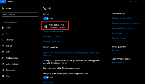 wifi network windows 10