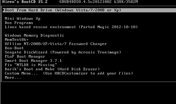 hirens bootcd menu