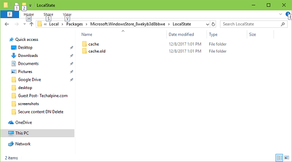 localstate folder in windows 10