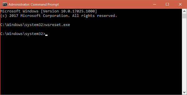 run wsreset.com command in windows 10