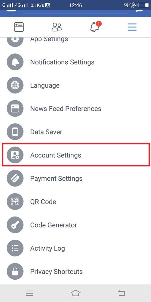 facebook account settings