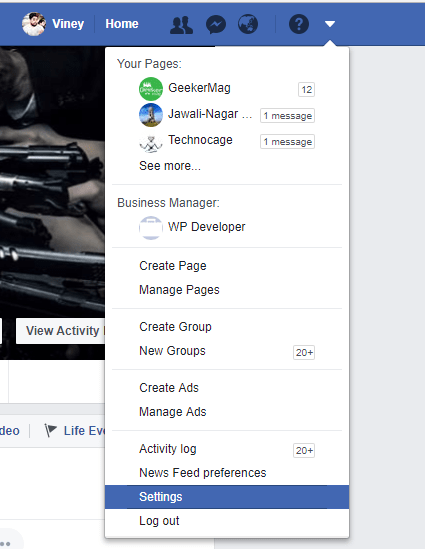 facebook settings