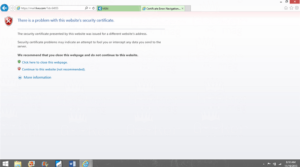There is a problem with this websites security certificate’