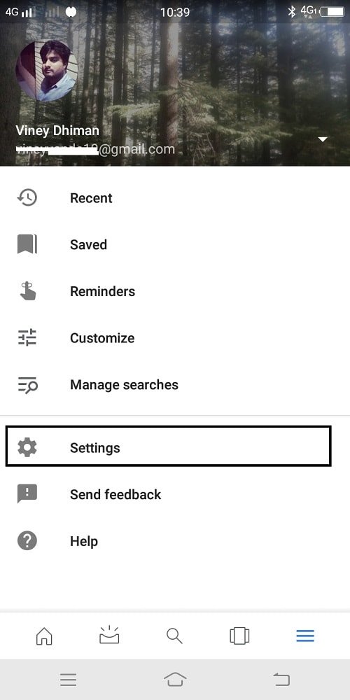 google now settings