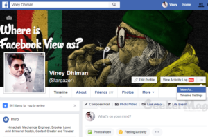 facebook view as tool