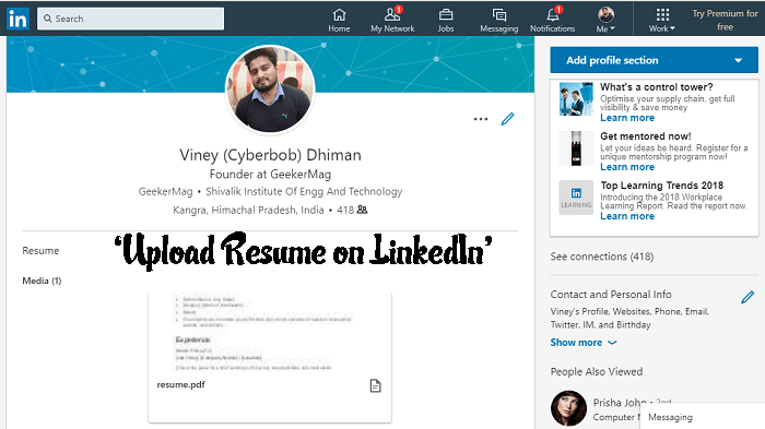 How To Upload Resume On LinkedIn 2020 Updated Guide