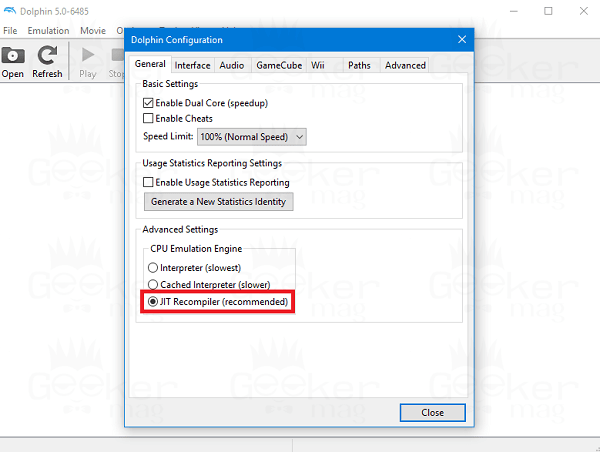 ideal dolphin emulator settings