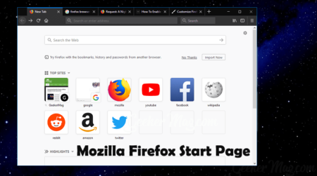 mozilla firefox start page