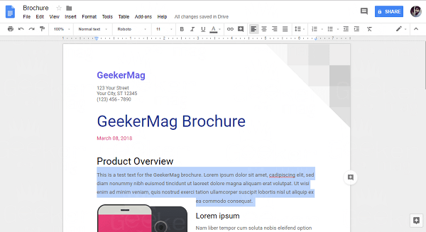 replace text in google docs