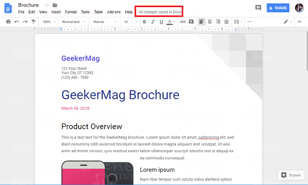 save document in google docs