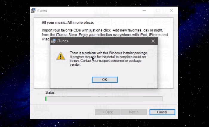 iTunes   There is a Problem with this Windows Installer Package  Fixed  - 18