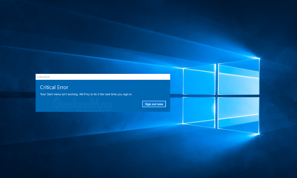 Windows 10 Critical Error Start Menu Isn't Working 