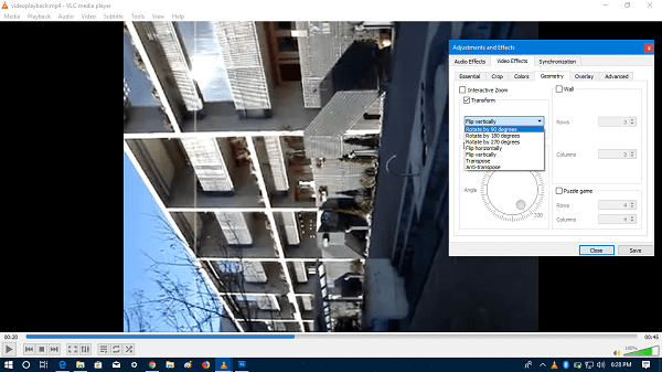 geometry settings in vlc player