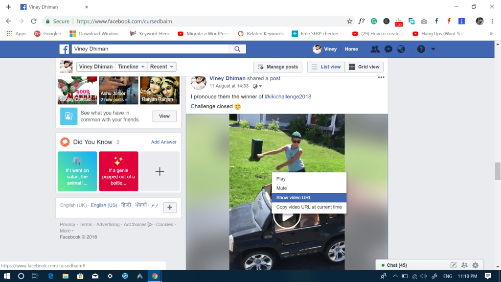 download facebook videos - show video url