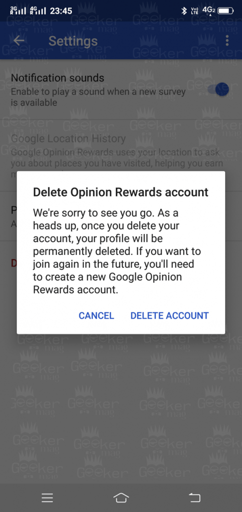 Delete and Close your Google Opinion Rewards Account Know How - 60