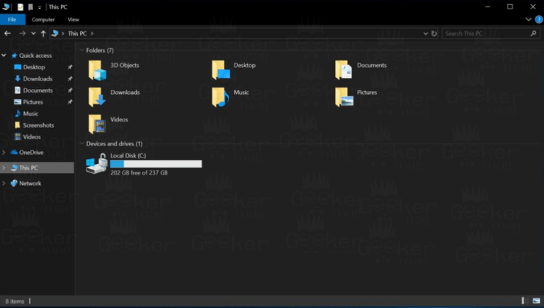 how to make file explorer dark theme windows 10