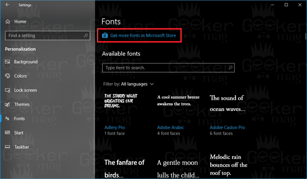 get more fonts in microsoft store