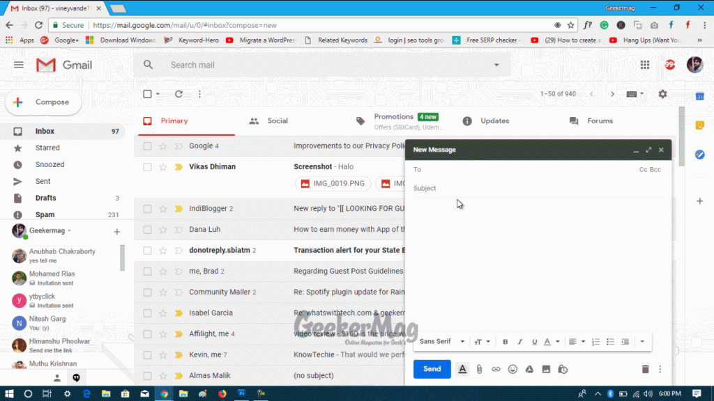 gmail smart compose feature