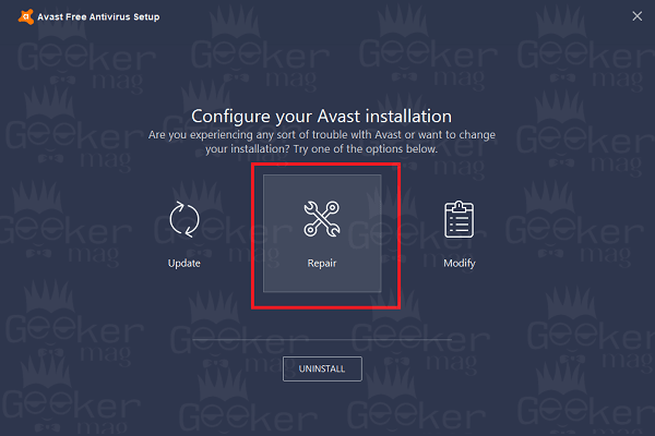 repair avast antivirus