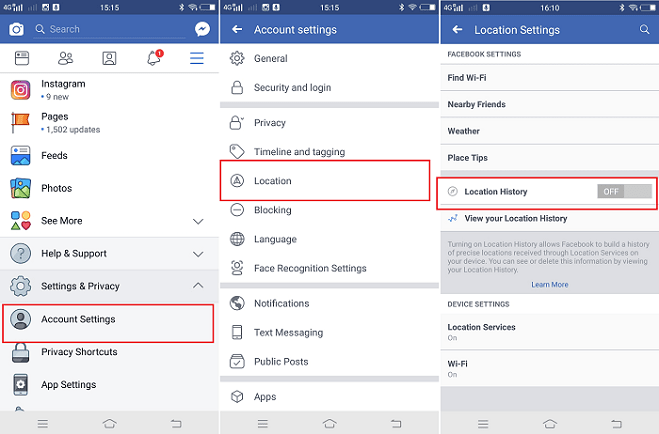 disable facebook location history