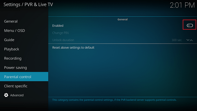 kodi parental controls