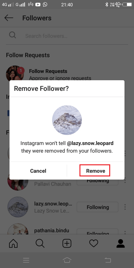 remove follower feature instagram