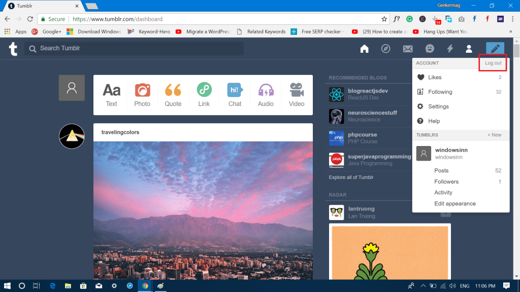 How to Logout of Tumblr 2022  for both Web and App version  - 57