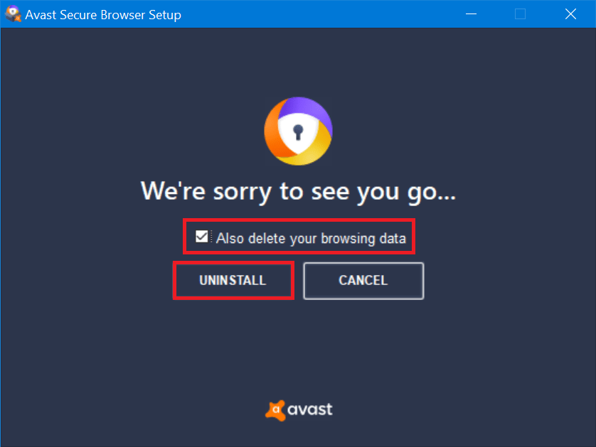 avast - also delete your browsing data